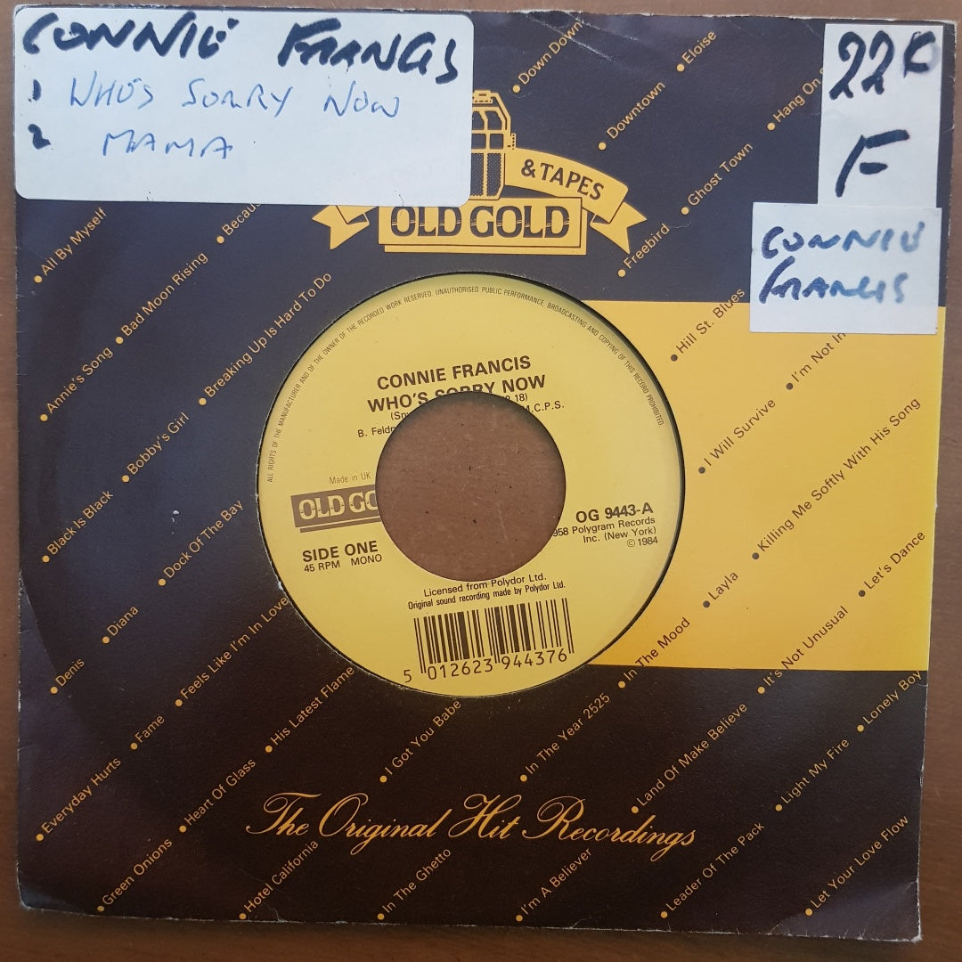 Connie Francis - Who's Sorry now (Old Gold Vinyl 7" Single) EX