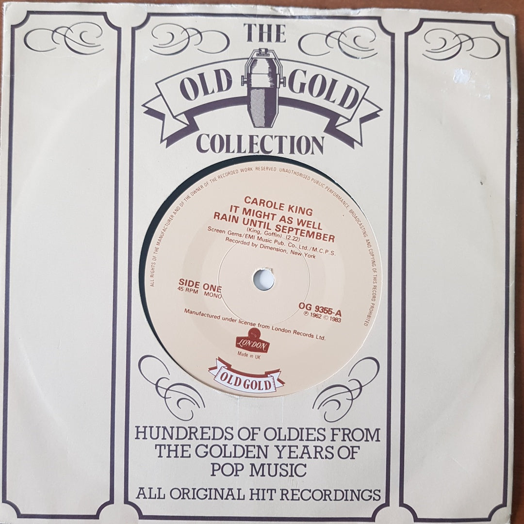Carole King - It Might as well Rain until September (Old Gold Vinyl 7" Single) EX