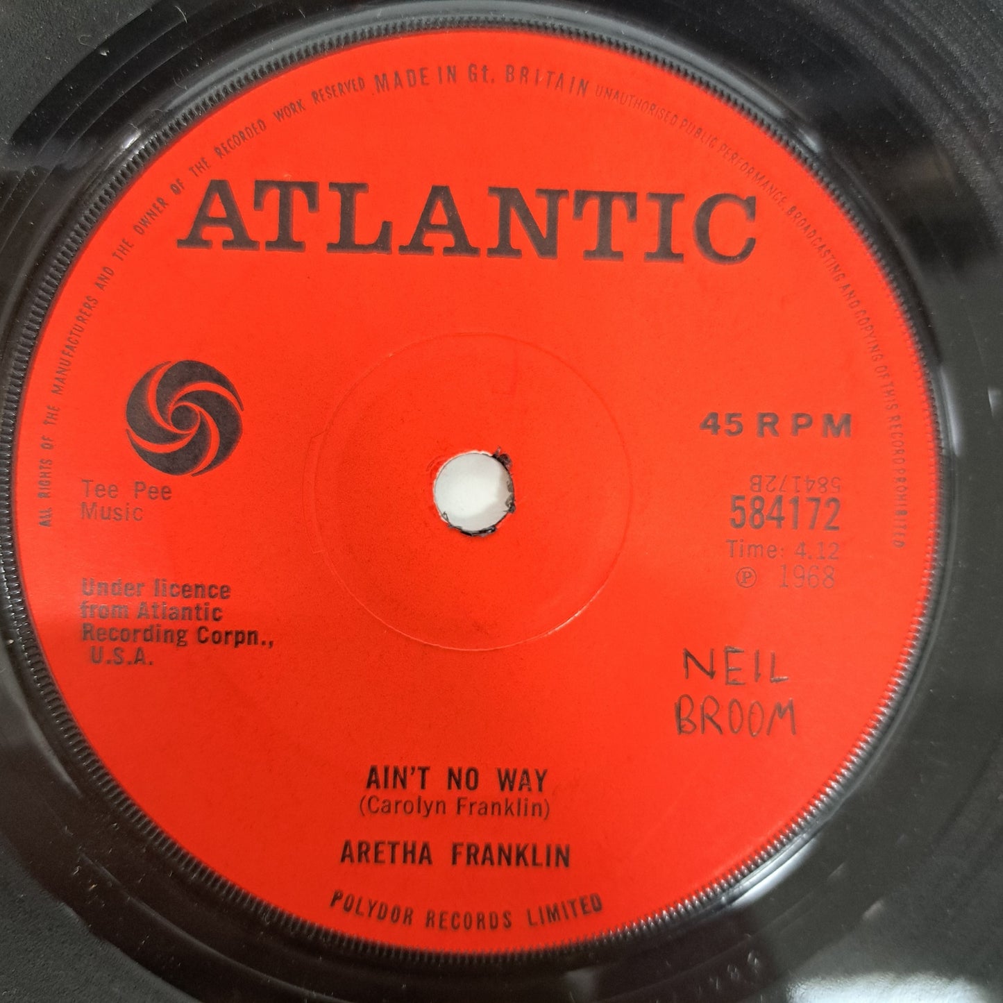 Aretha Franklin - Since You've been Gone (Vinyl Single) 1968 Atlantic Soul 45 *EX*