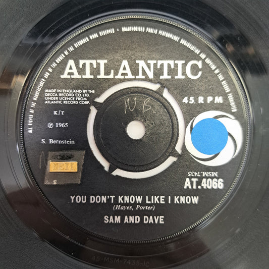 Sam & Dave - You Don't Know Like I Know (Vinyl Single) Atlantic Soul 45 *VG+*