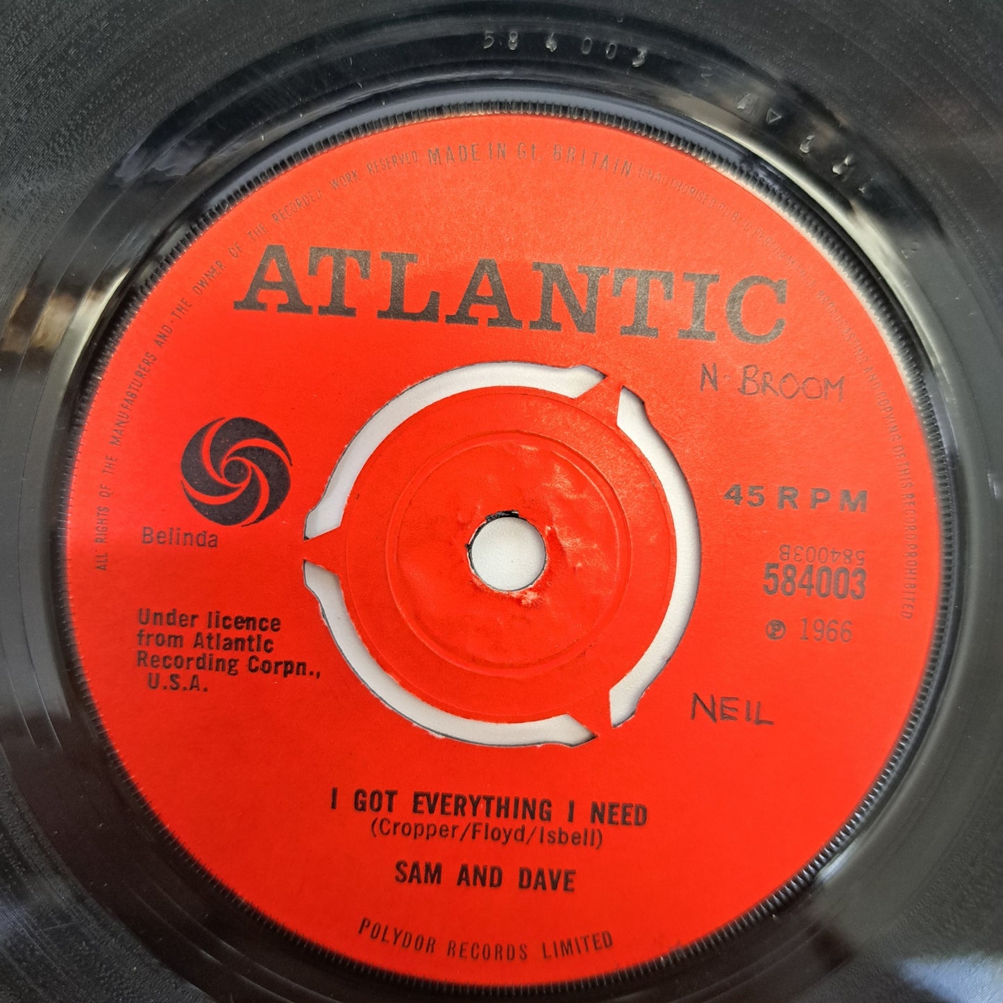 Sam & Dave - Hold on I'm Comin' (Vinyl Single) 1966 Atlantic Soul 45 *VG+*
