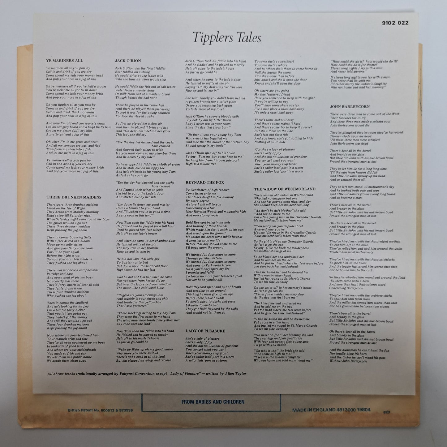 Fairport Convention - Tipplers Tales (Vinyl LP 1978 UK) EX/NM