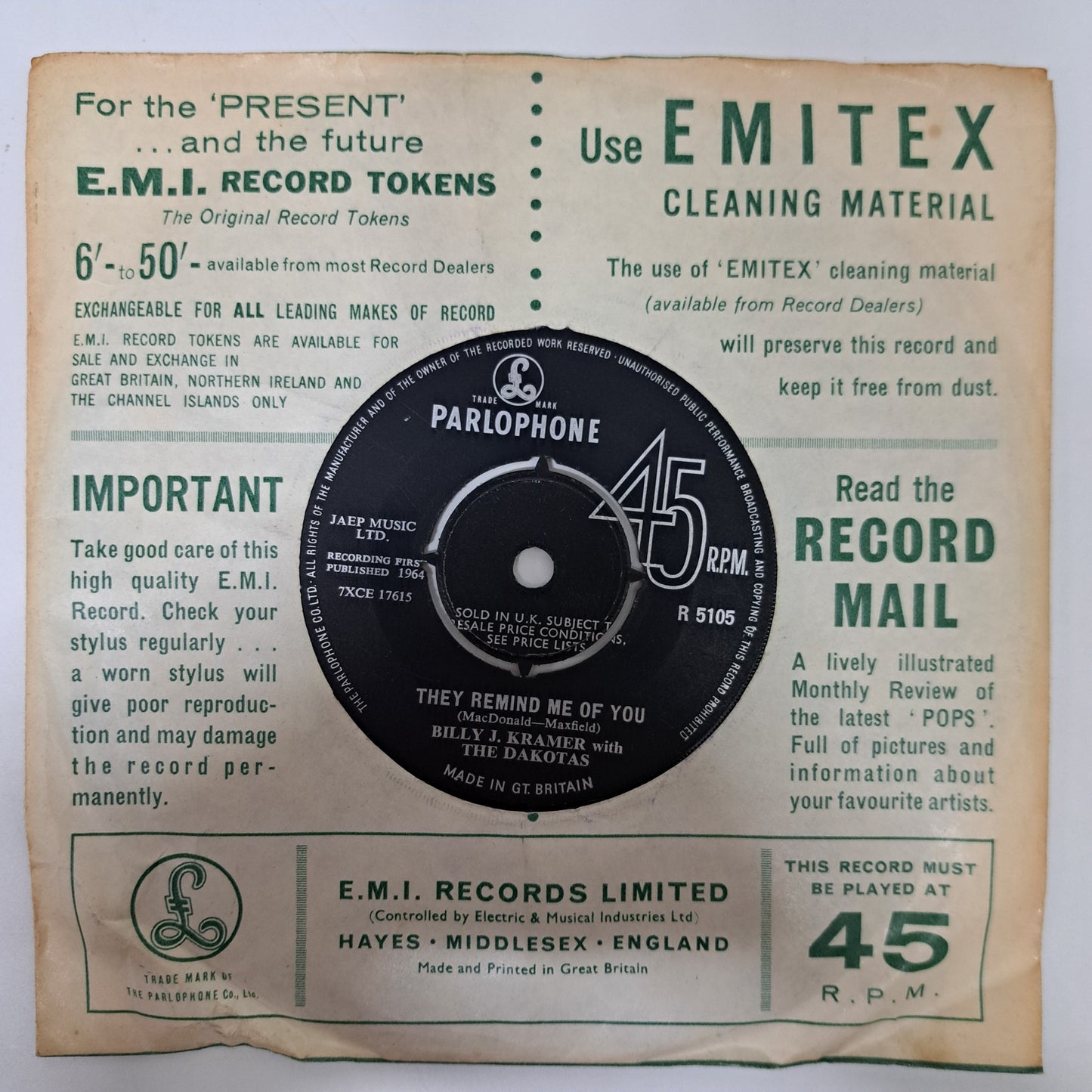 Billy J Kramer with Dakotas - Little Children (Vinyl Single) EX