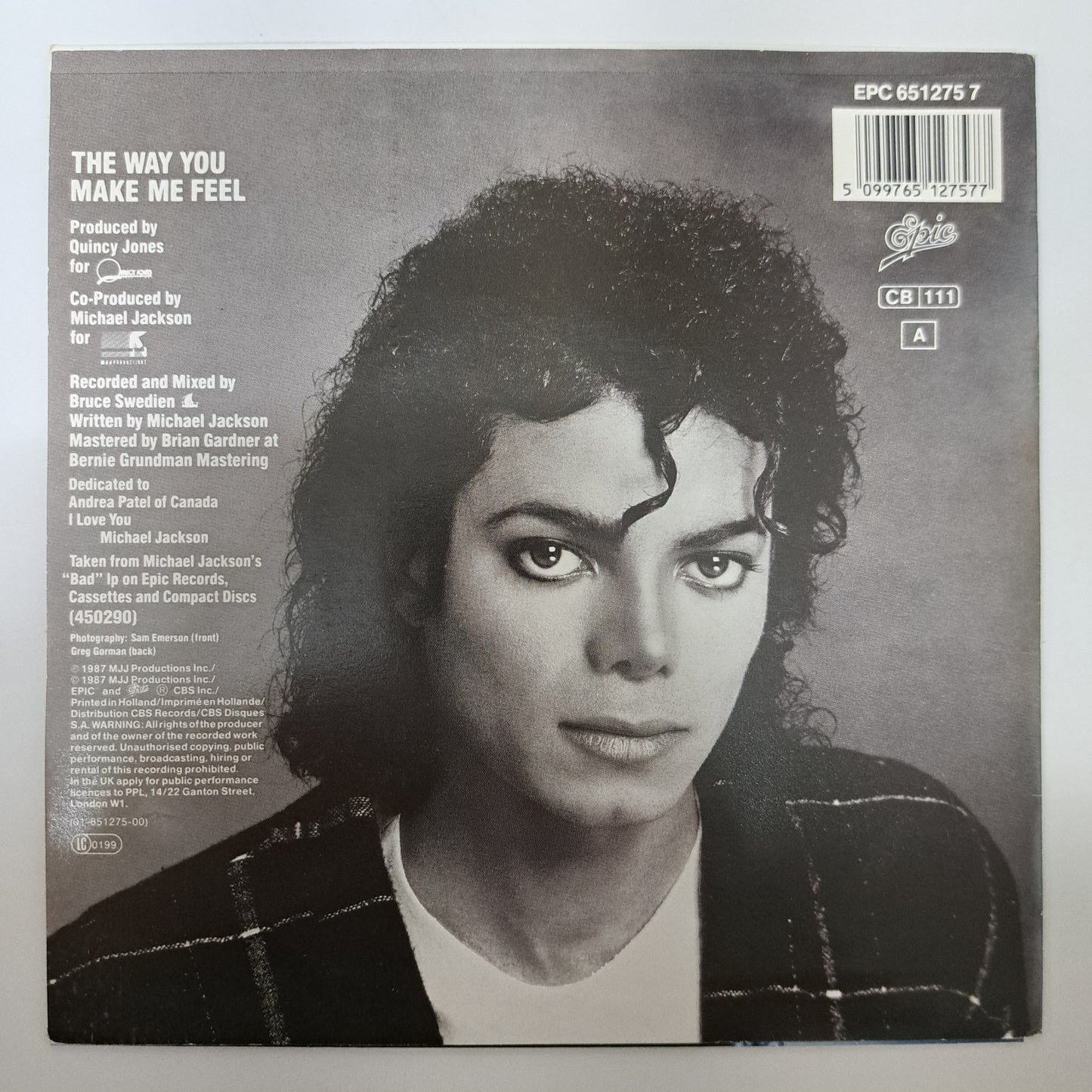 Michael Jackson - The Way you Make me Feel (UK Competition Vinyl Single) EX/M