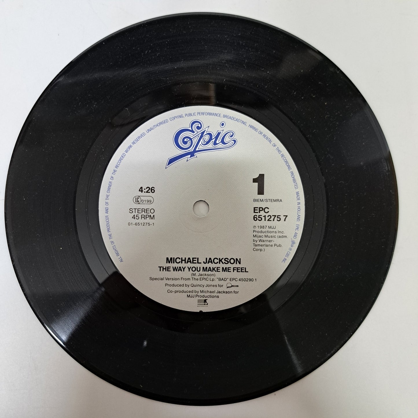 Michael Jackson - The Way you Make me Feel (UK Competition Vinyl Single) EX/M