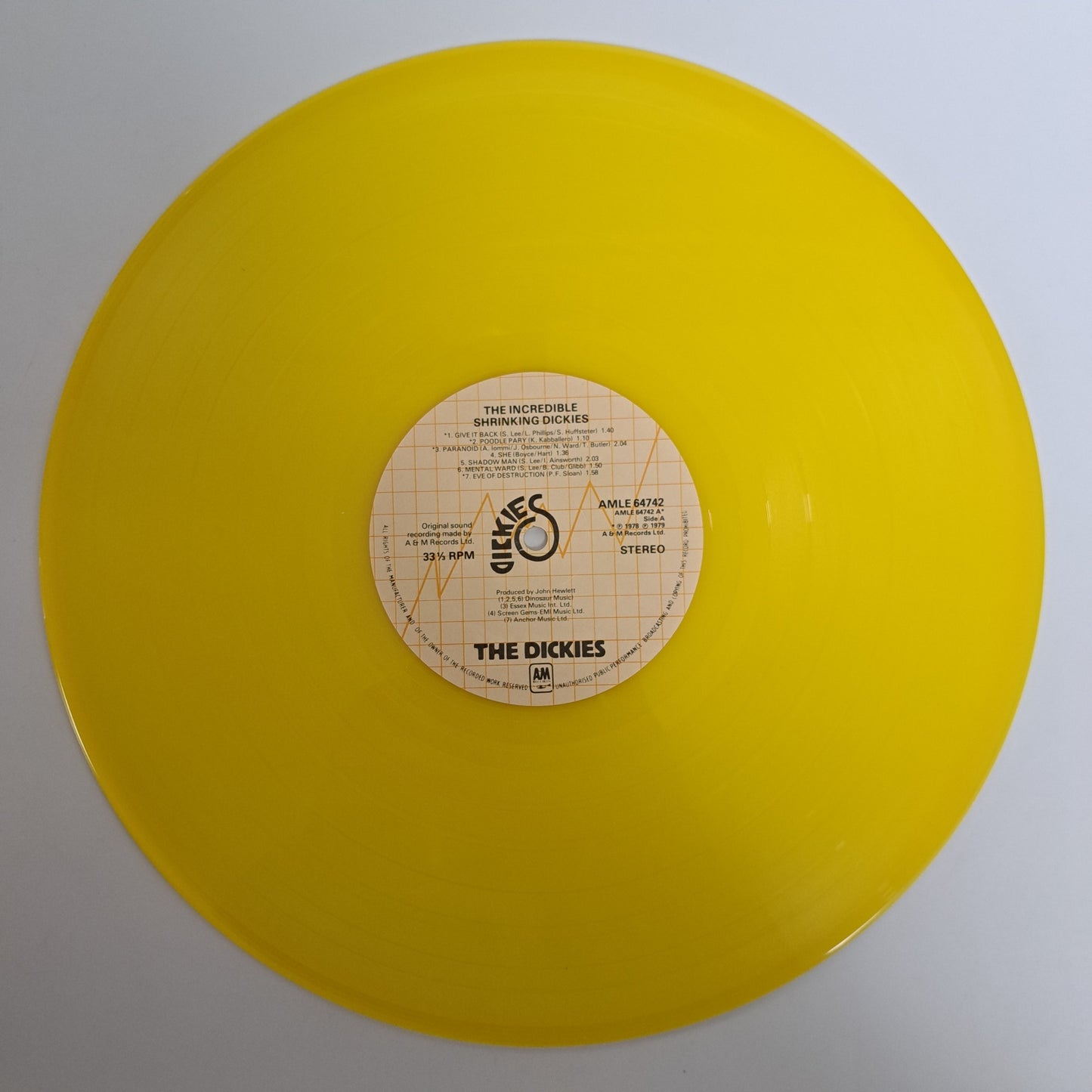 Dickies - The Incredible Shrinking (Yellow Vinyl LP 1979 UK) NM/NM