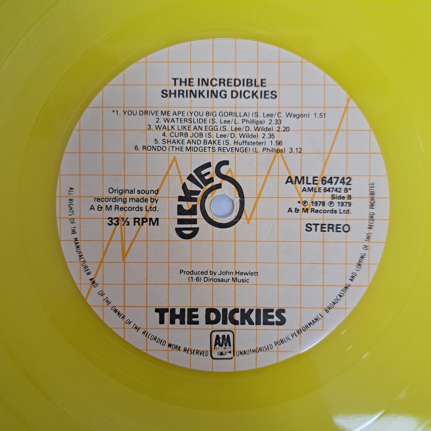 Dickies - The Incredible Shrinking (Yellow Vinyl LP 1979 UK) NM/NM