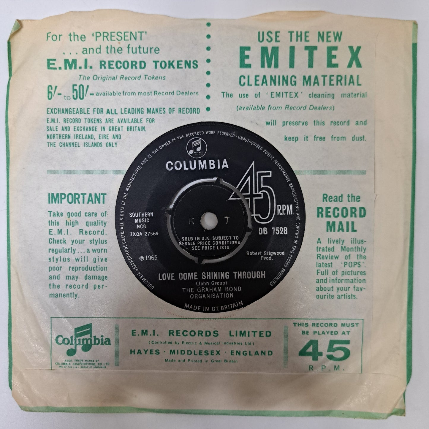 Graham Bond Organisation - Tell Me (Vinyl Single) VG+ UK DB 7528