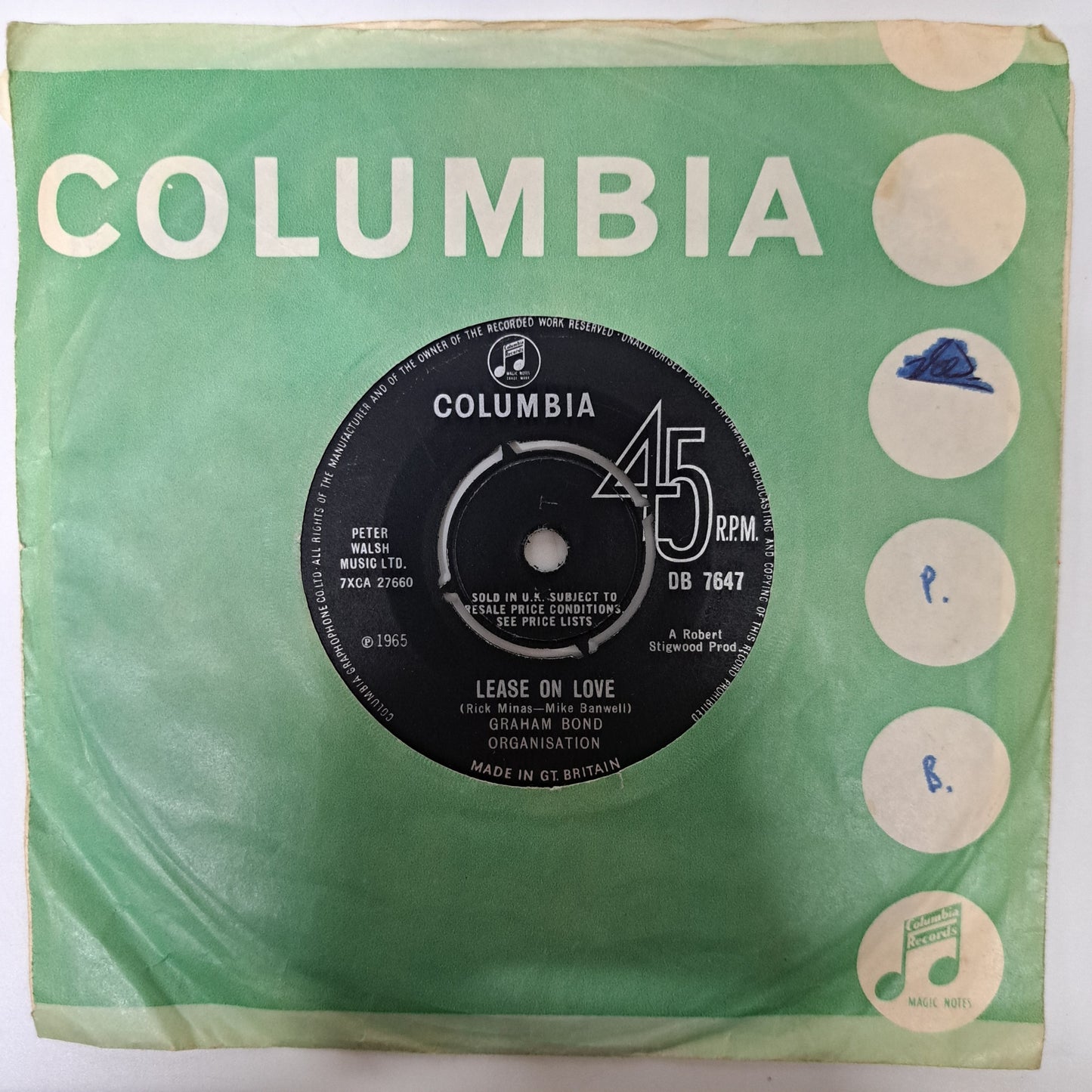 Graham Bond Organisation - Lease on Love (Vinyl Single) VG+ UK DB 7647