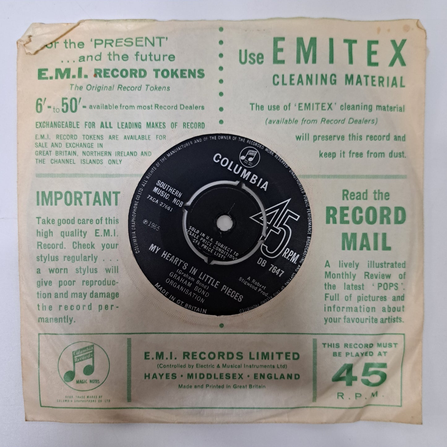 Graham Bond Organisation - Lease on Love (Vinyl Single) VG+ UK DB 7647