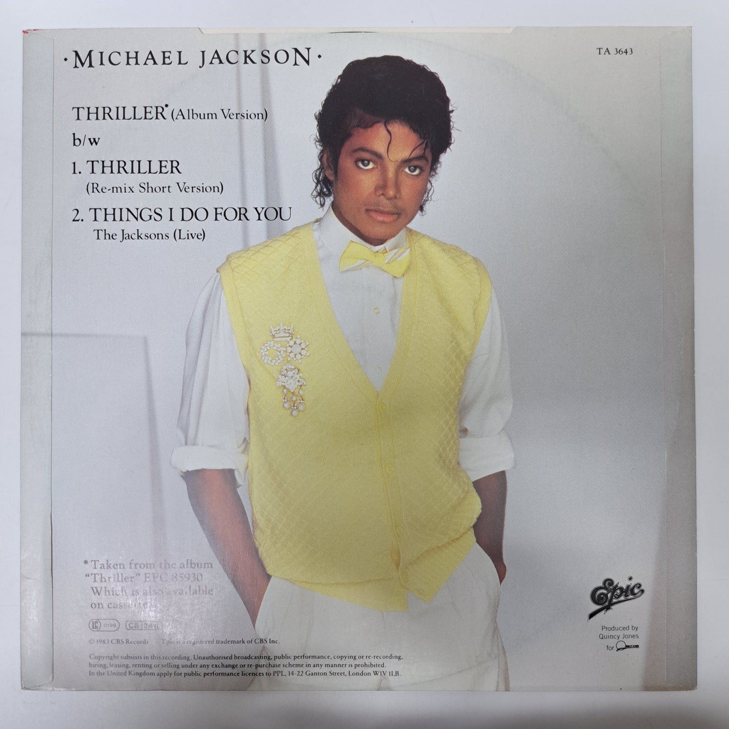 Michael Jackson - Thriller (Vinyl 12") EX/NM UK 1983 Picture Sleeve