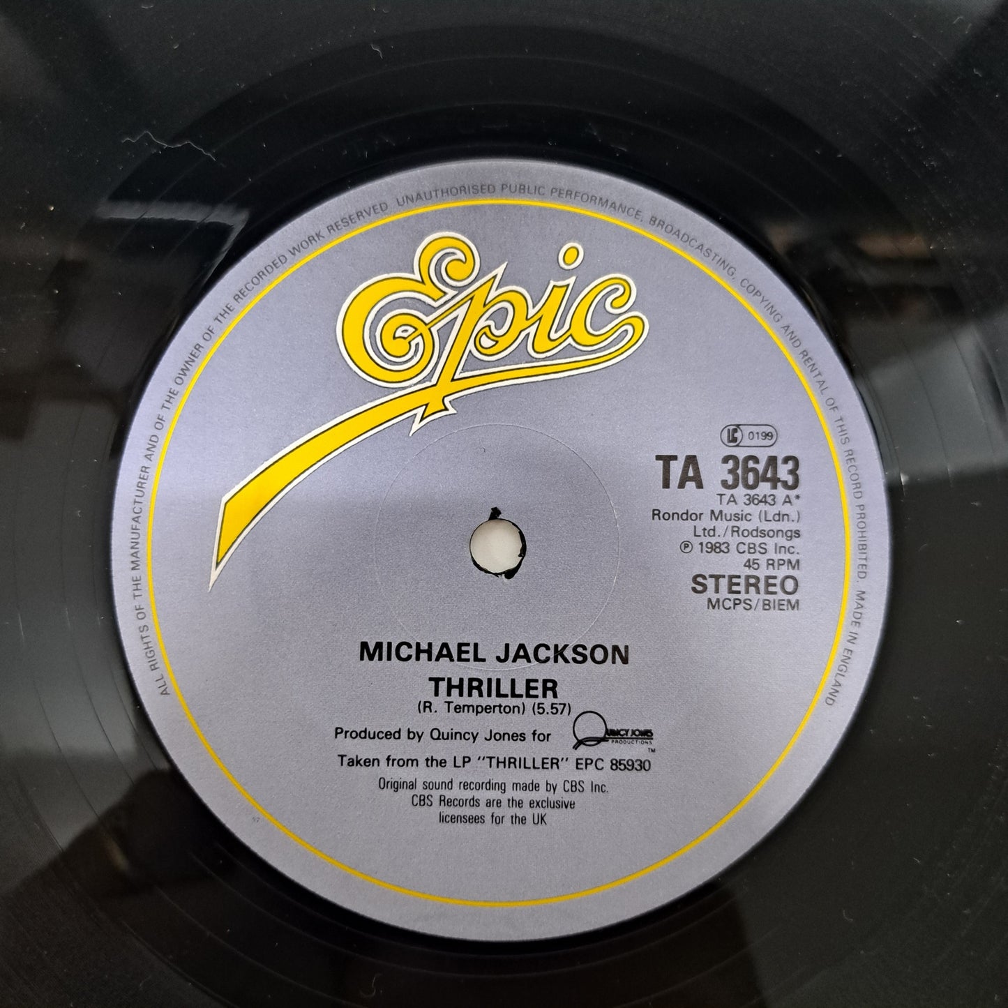 Michael Jackson - Thriller (Vinyl 12") EX/NM UK 1983 Picture Sleeve