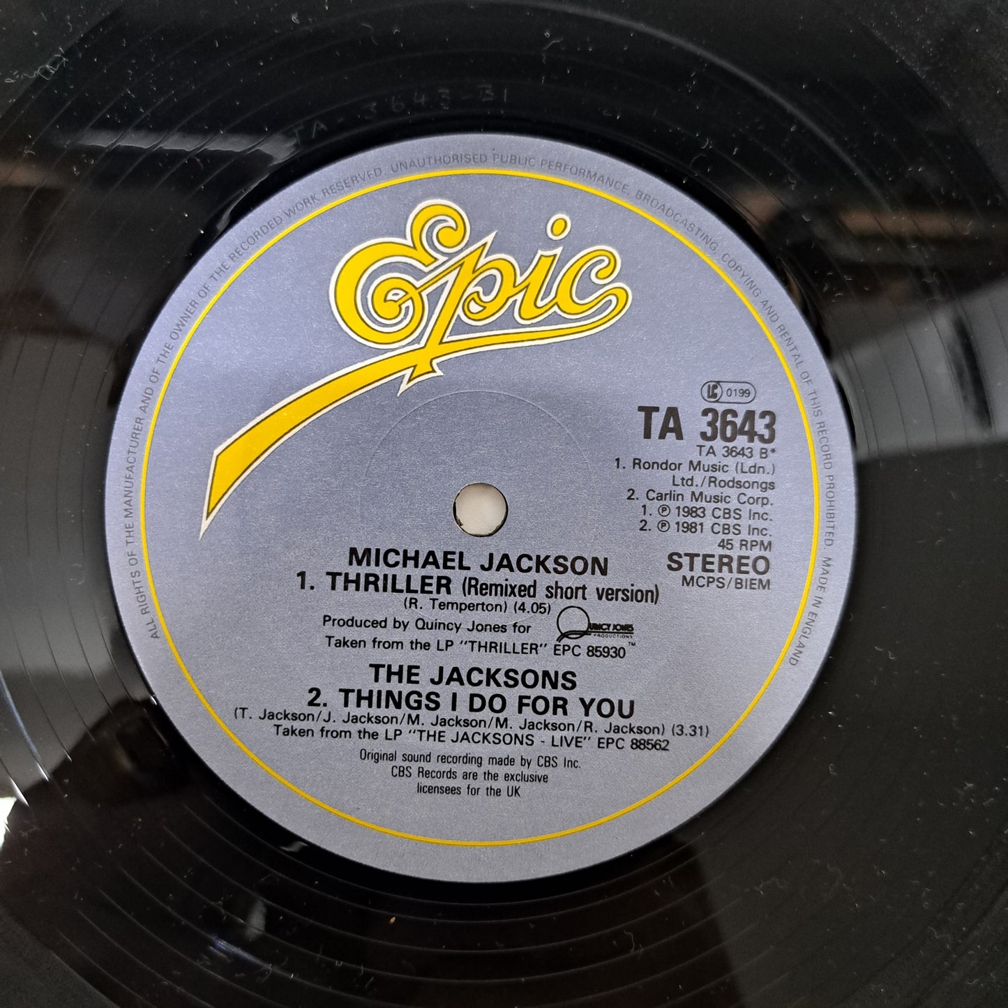 Michael Jackson - Thriller (Vinyl 12") EX/NM UK 1983 Picture Sleeve
