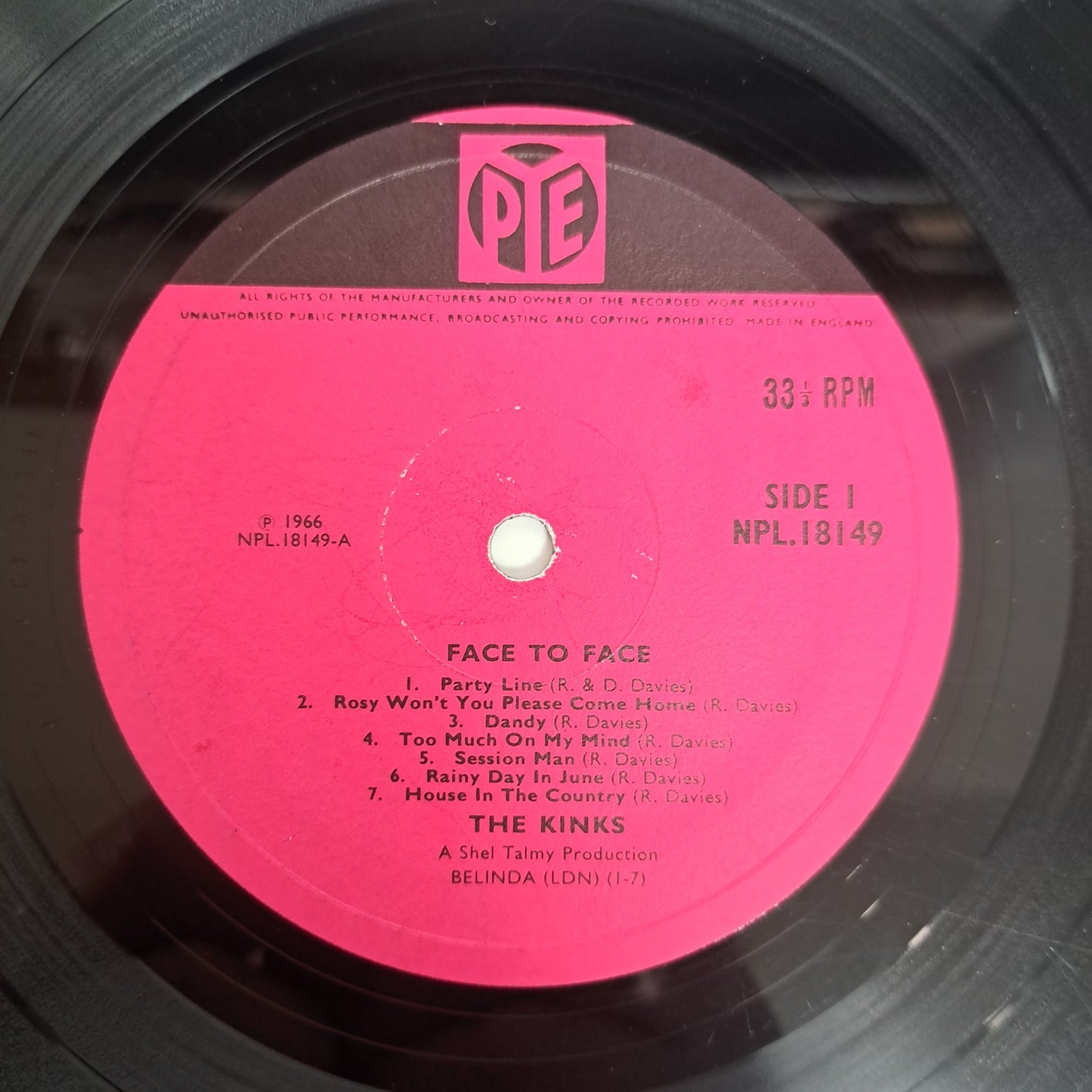 Kinks - Face to Face (UK 1st Mono Vinyl LP) EX/VG+