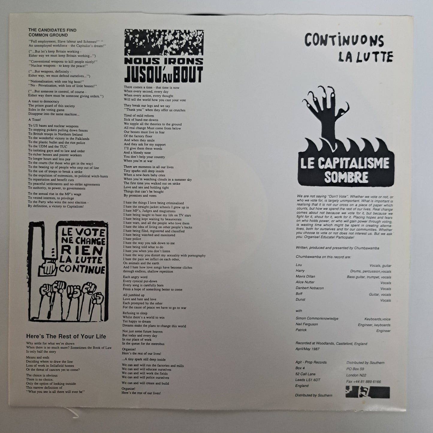 Chumbawamba - Never Mind the Ballots (Vinyl LP 1987 France) EX/EX