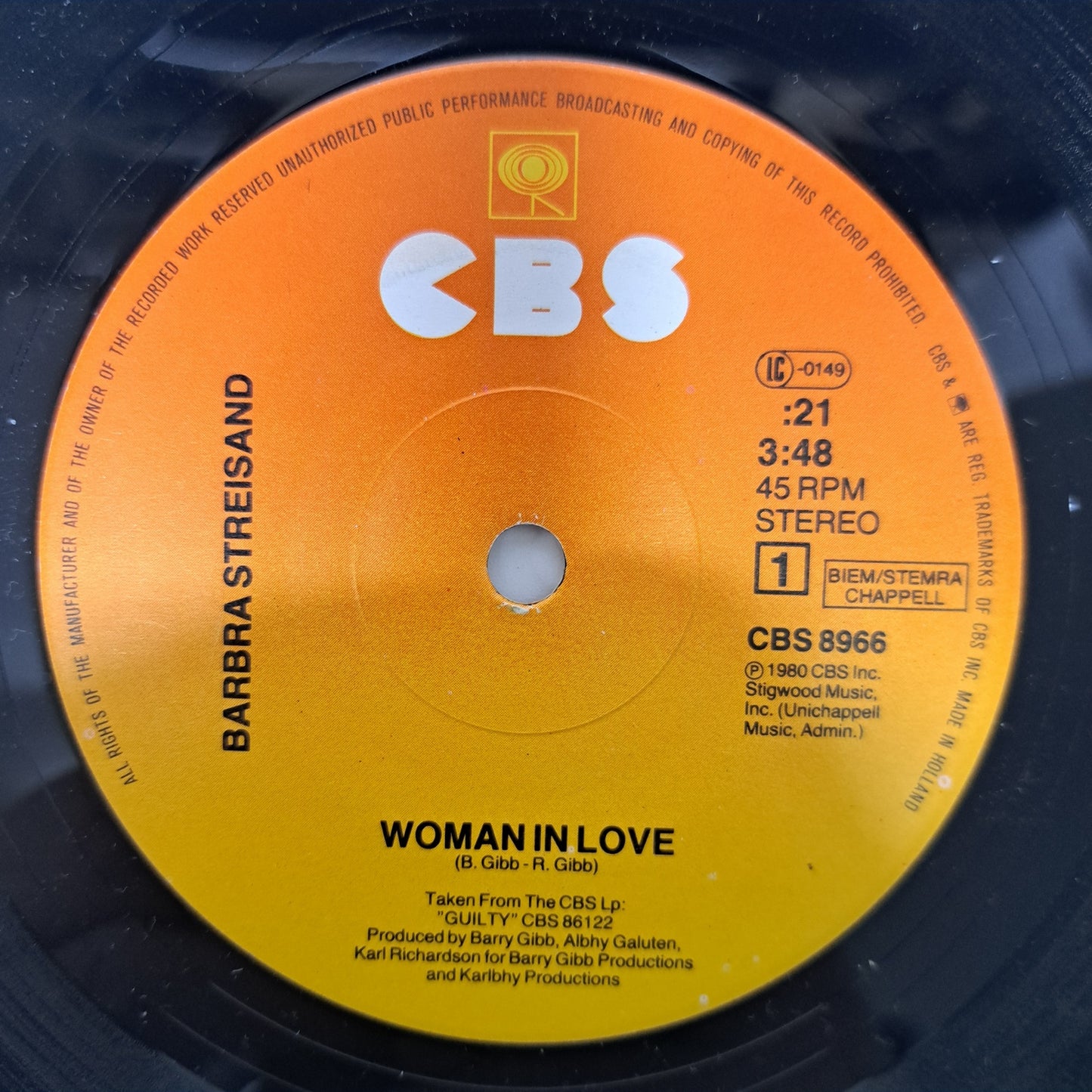 Barbra Streisand - Woman in Love (Vinyl 7" Single) NM