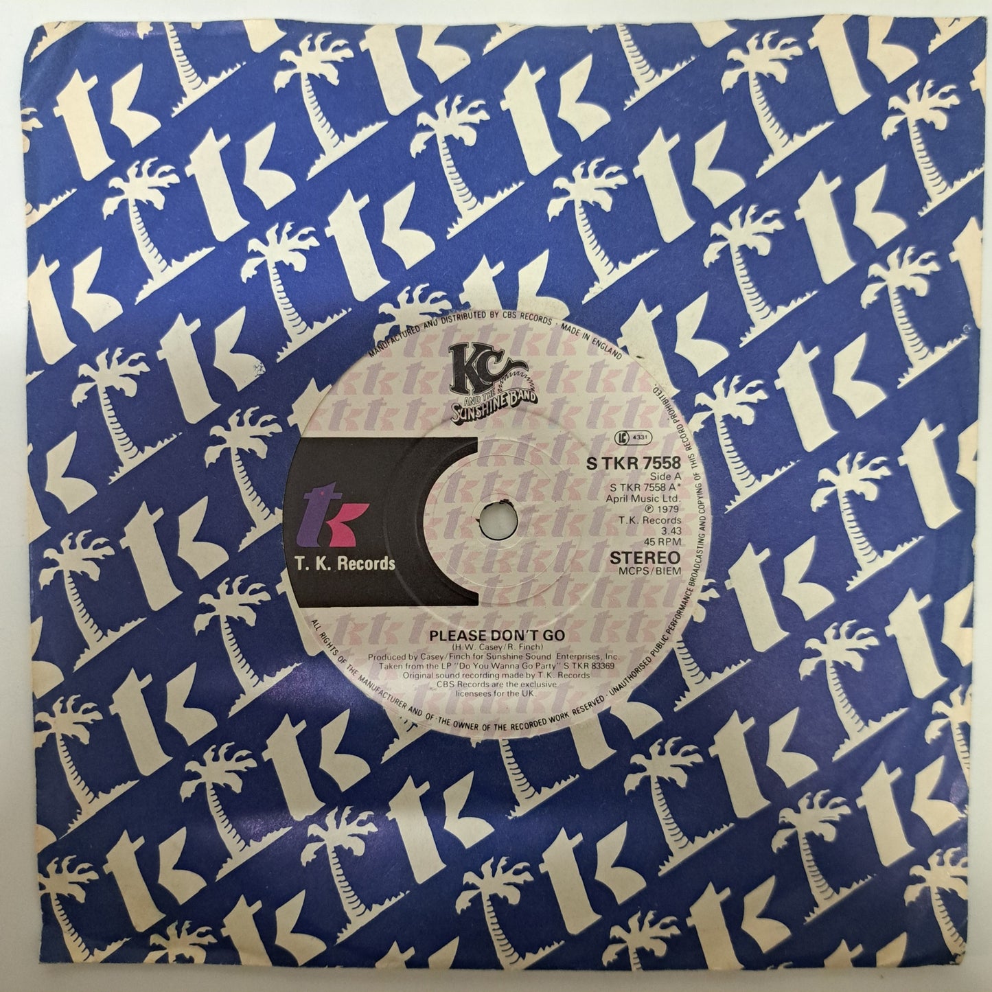 KC & the Sunshine Band - Please Don't Go (Vinyl 7" Single) NM