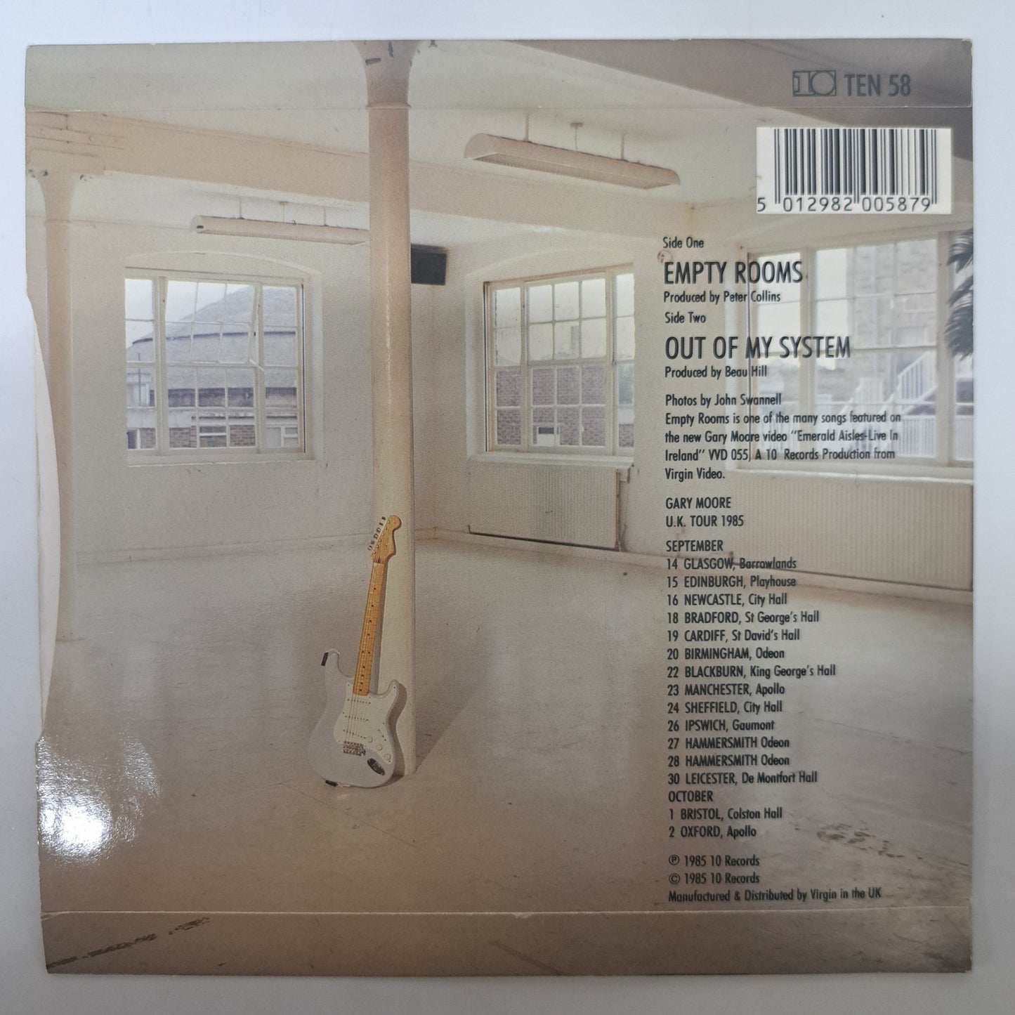 Gary Moore - Empty Rooms ~ Summer 85 Version (Vinyl 7" Single) EX/EX