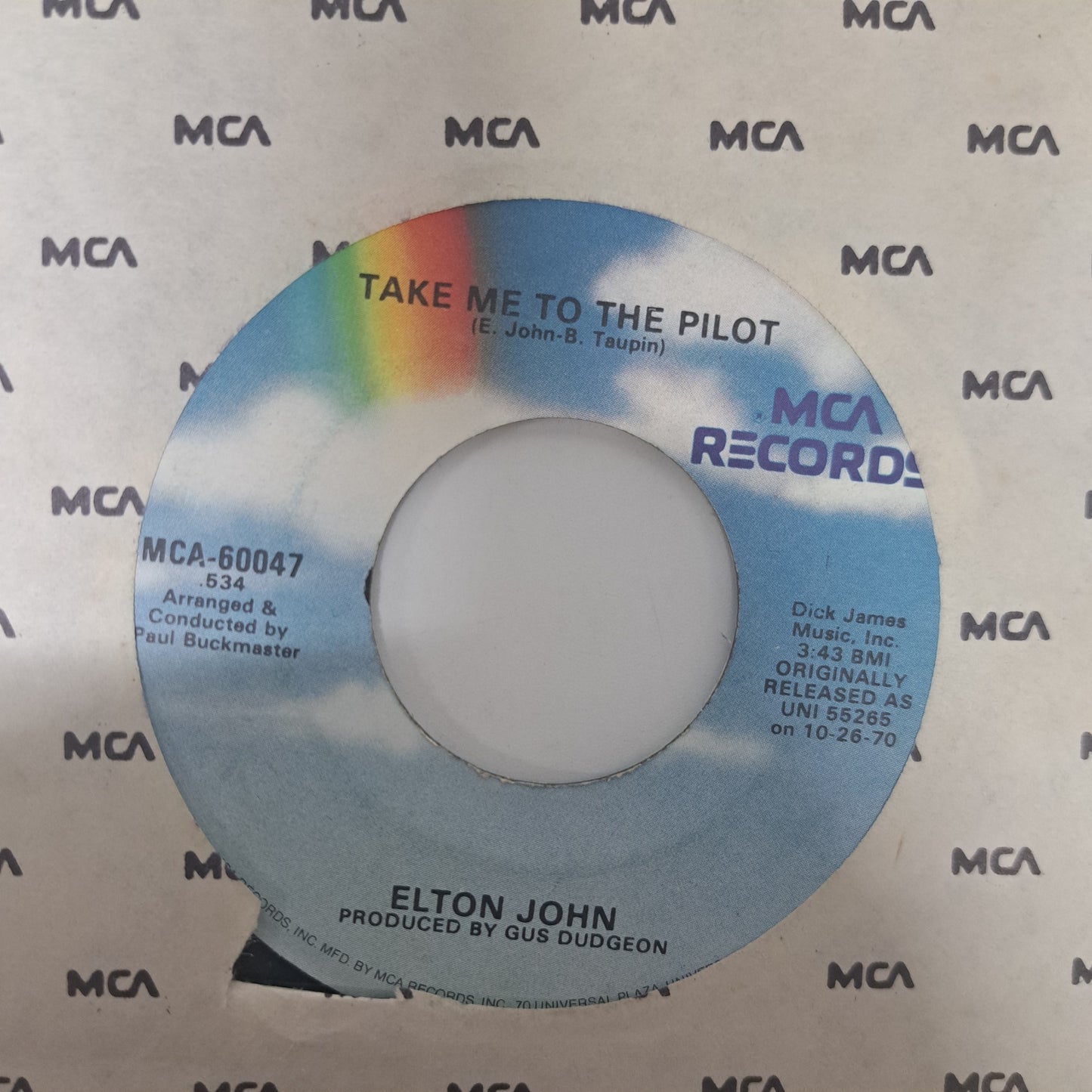 Elton John - Your Song (Vinyl 7" Single US Jukebox) EX