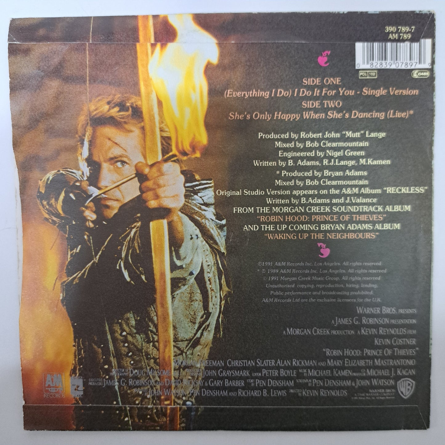 Bryan Adams - (Everything I Do) I Do It For You (Vinyl 7" Single) EX/EX