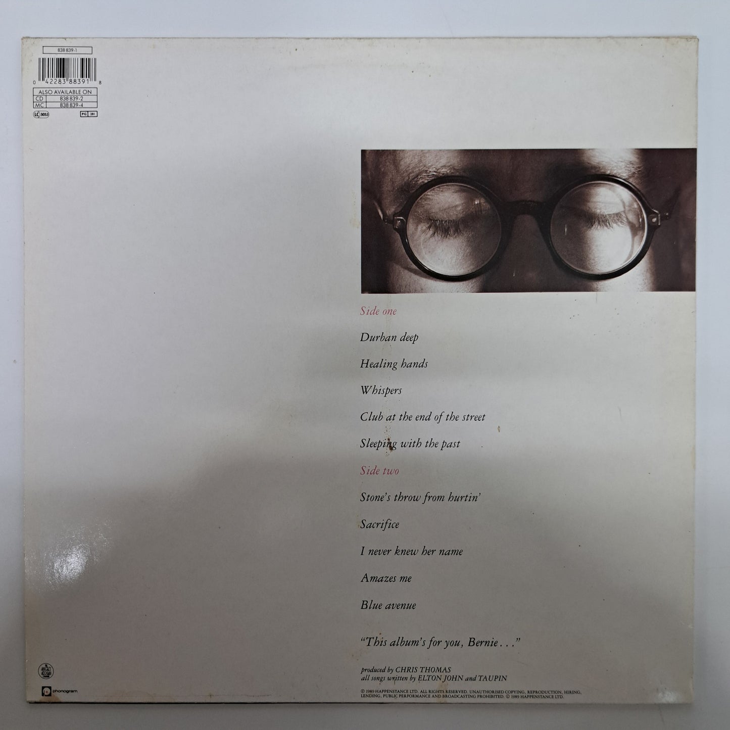 Elton John - Sleeping with the Past (Vinyl LP) EX/NM