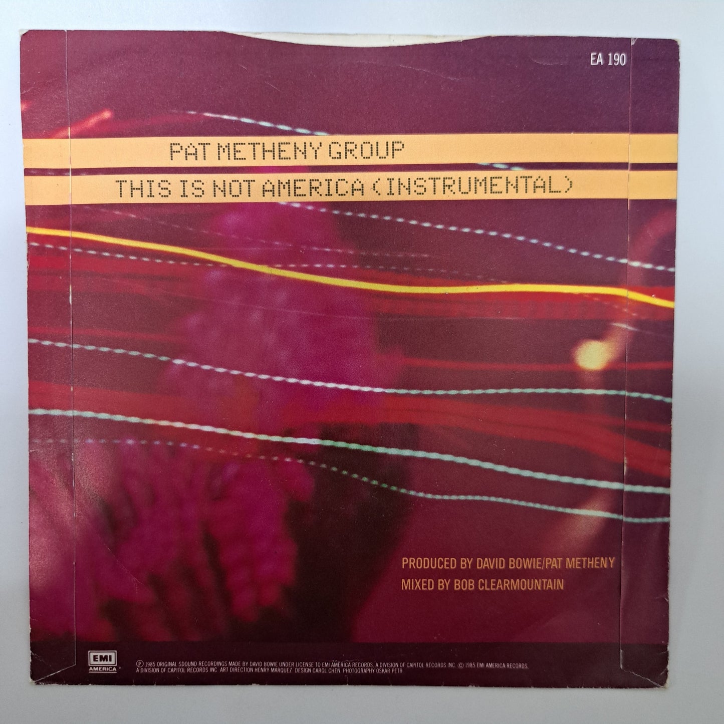 David Bowie / Pat Metheny Group - This is not America (Vinyl 7" Single) EX/EX
