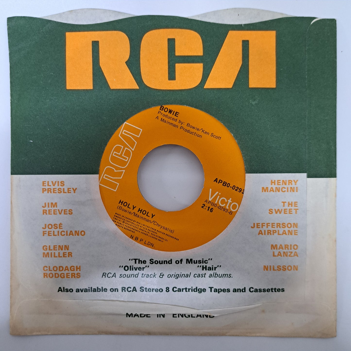 David Bowie - Diamond Dogs (Canada Export Vinyl 7" Single) EX