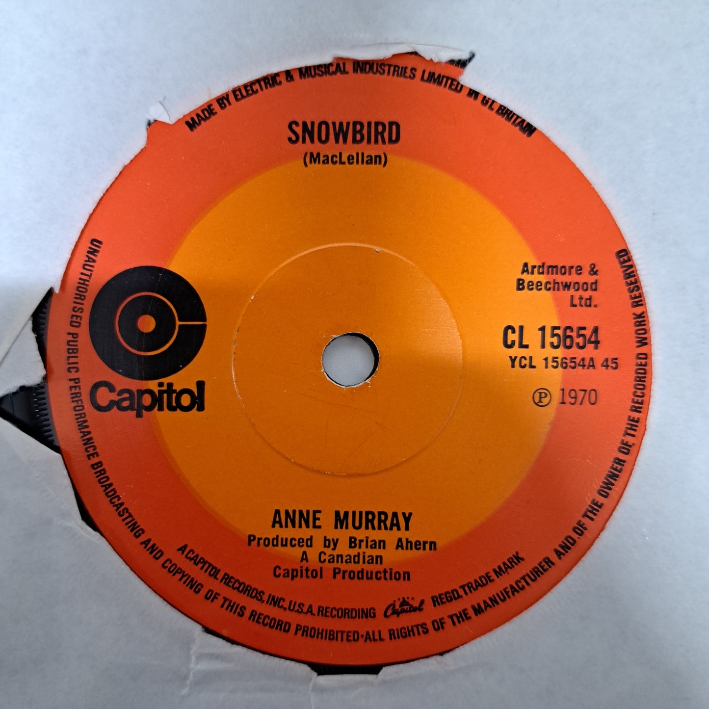 Anne Murray - Snowbird (Vinyl 7" Single) EX