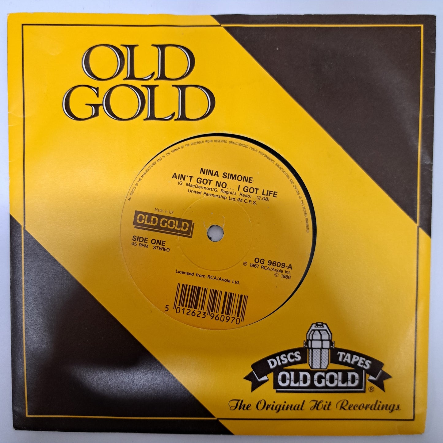 Nina Simone - Ain't Got No...I Got Life / To Love Somebody (Vinyl 7" Single) NM