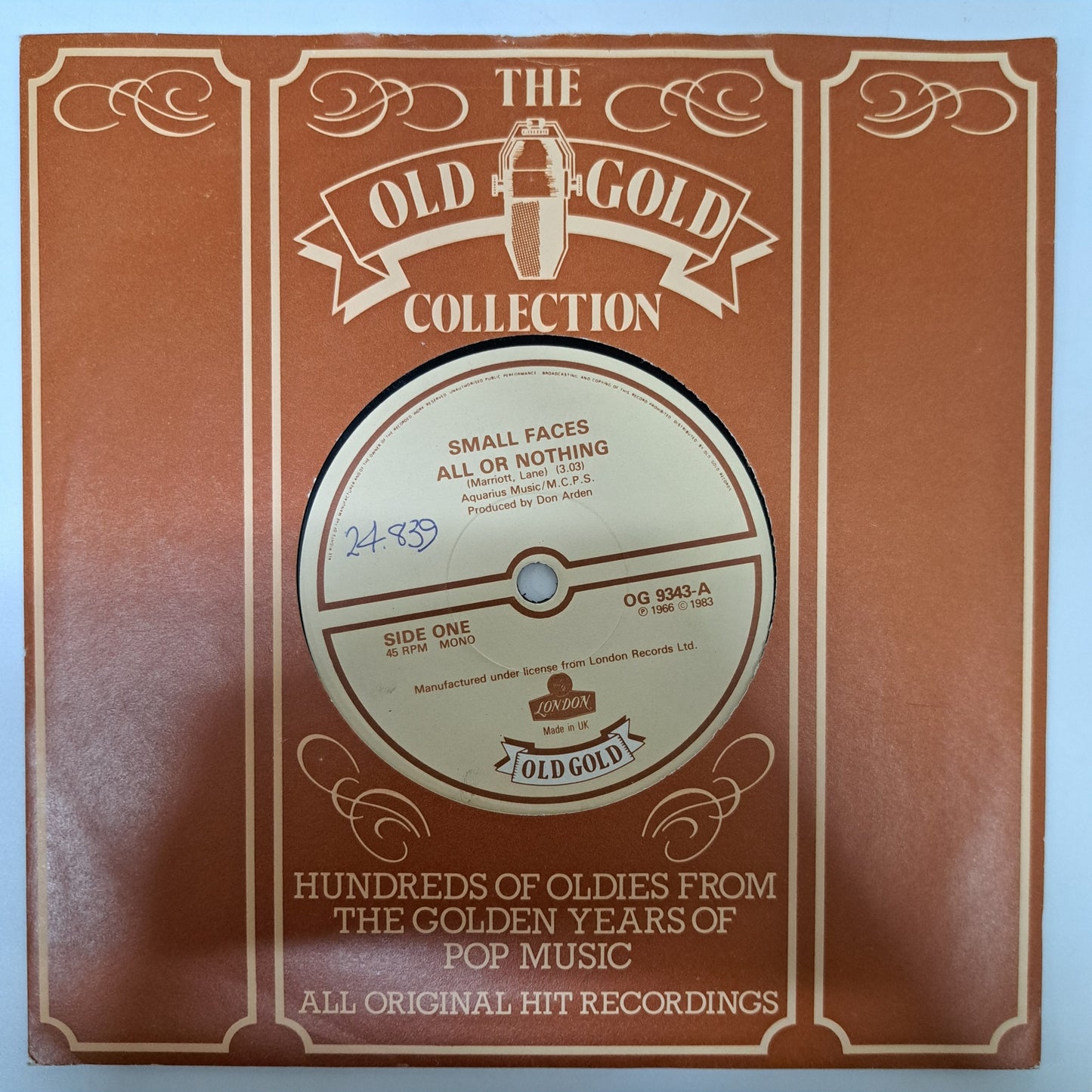 Kinks - All or Nothing / My Mind's Eye (Vinyl 7" Single) EX