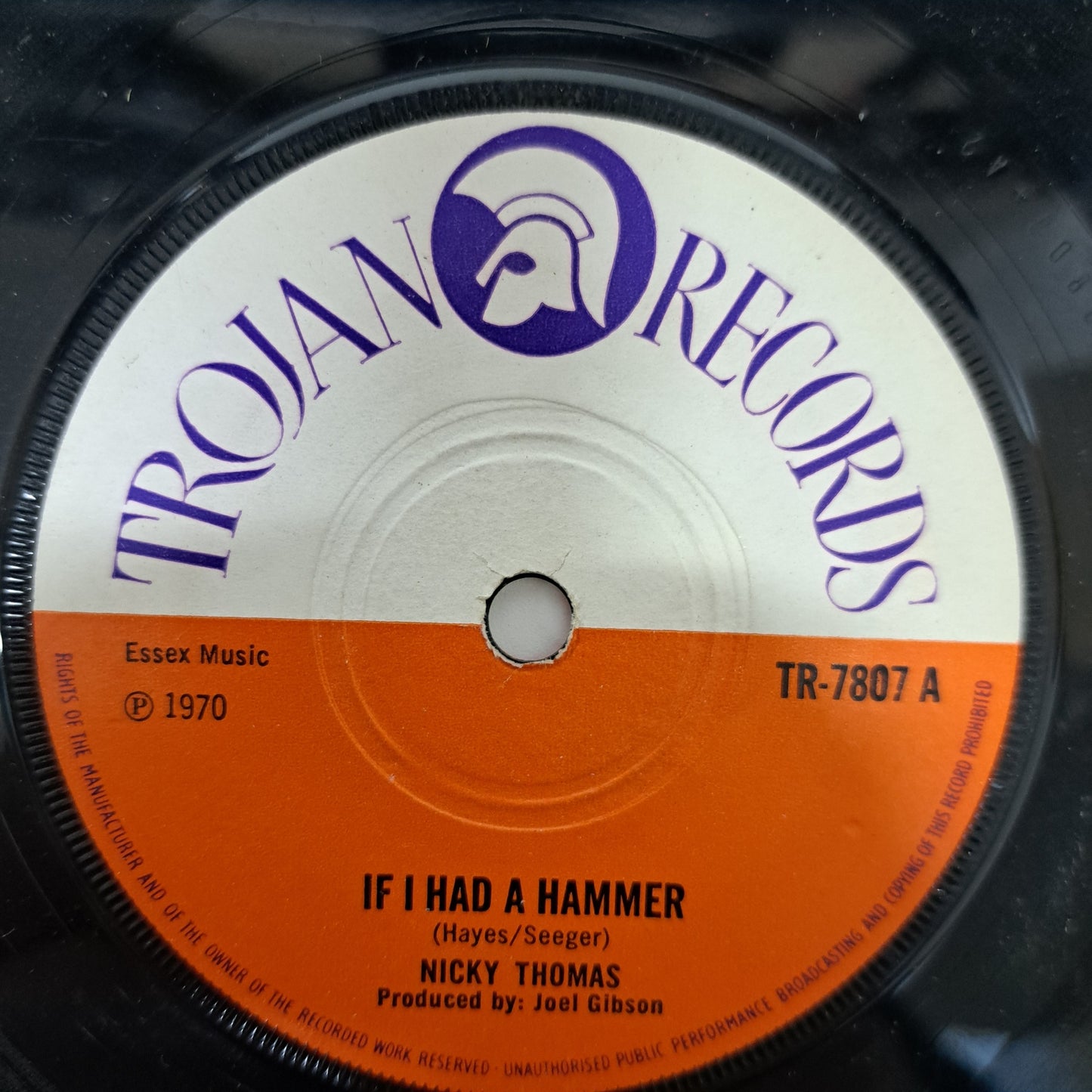 Nicky Thomas - If I Had a Hammer (Trojan Vinyl 7" Single) VG+