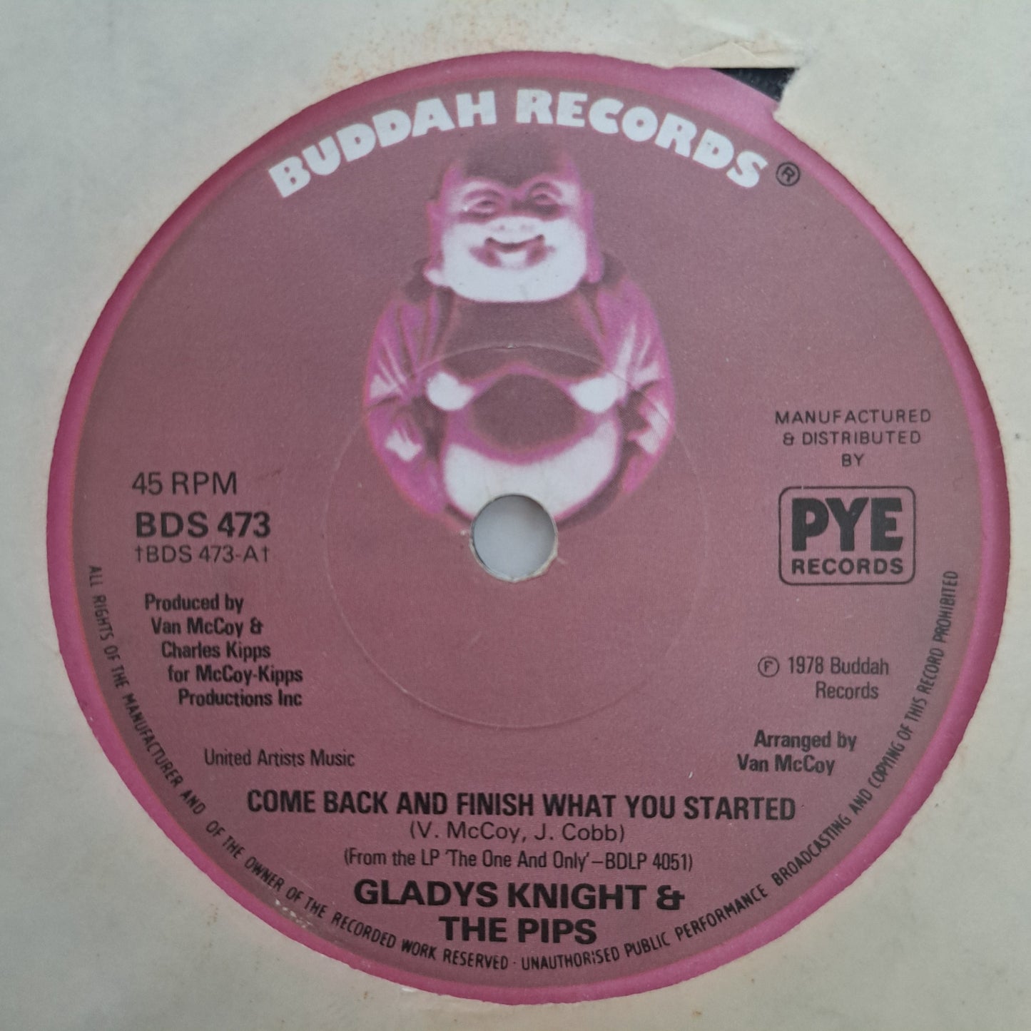 Gladys Knight & Pips - Come Back and Finish What you Started (Vinyl 7" Single) NM