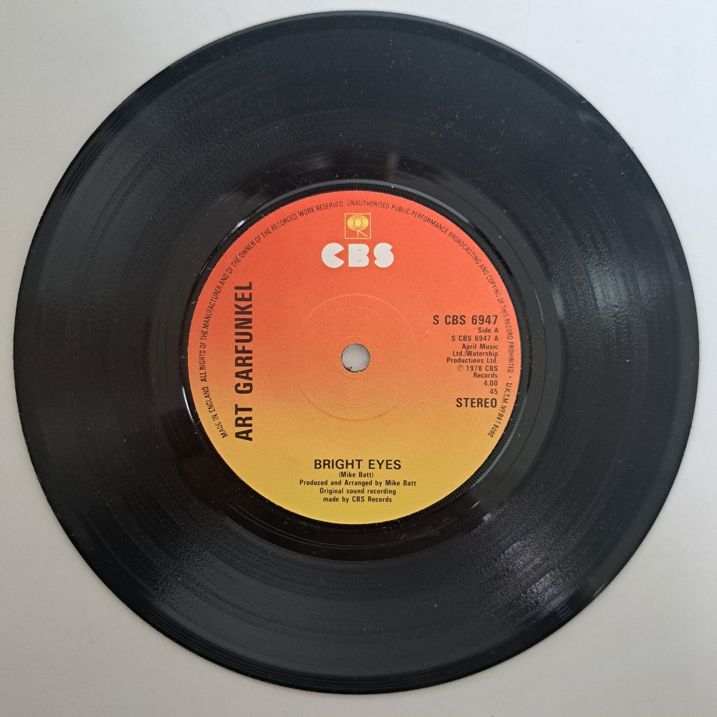 Art Garfunkel - Bright Eyes (Vinyl 7" Single Picture Sleeve) NM/EX