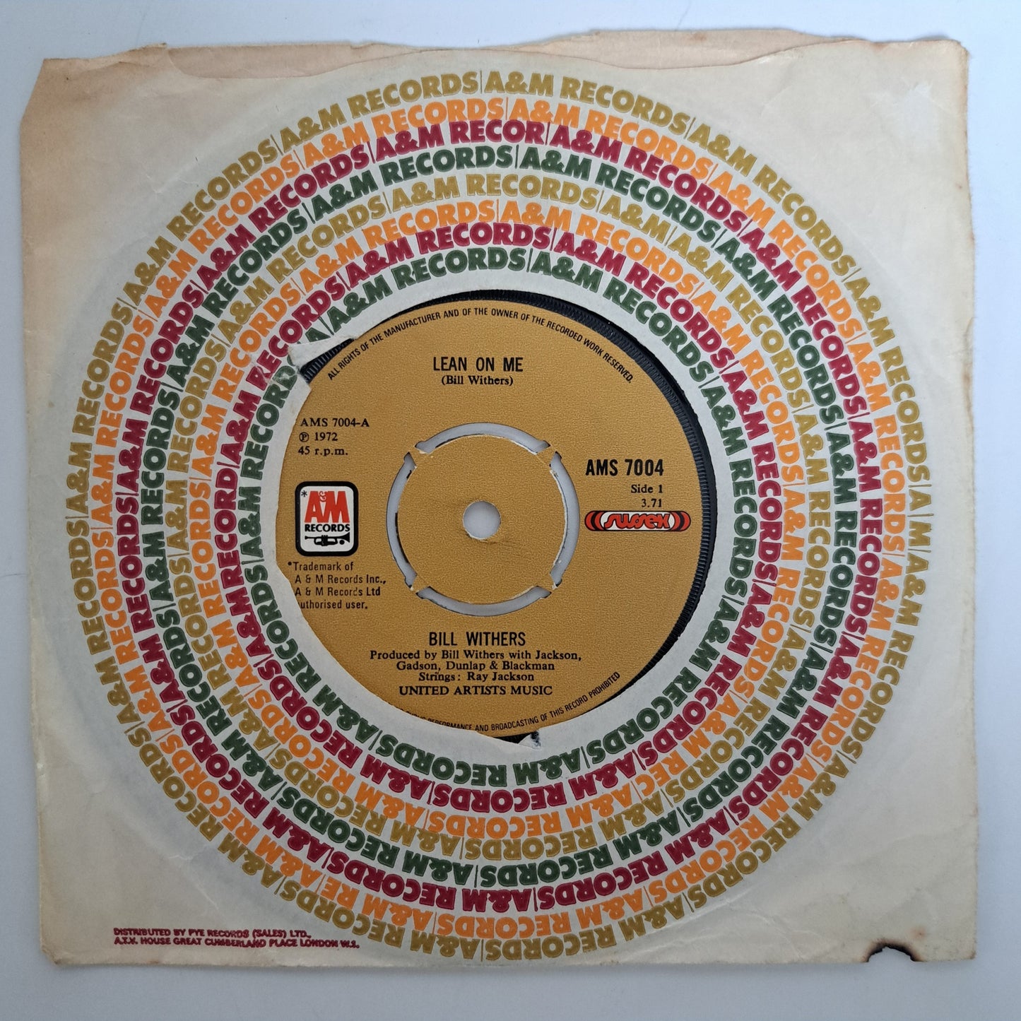 Bill Withers - Lean on me (Vinyl 7" Single) VG+