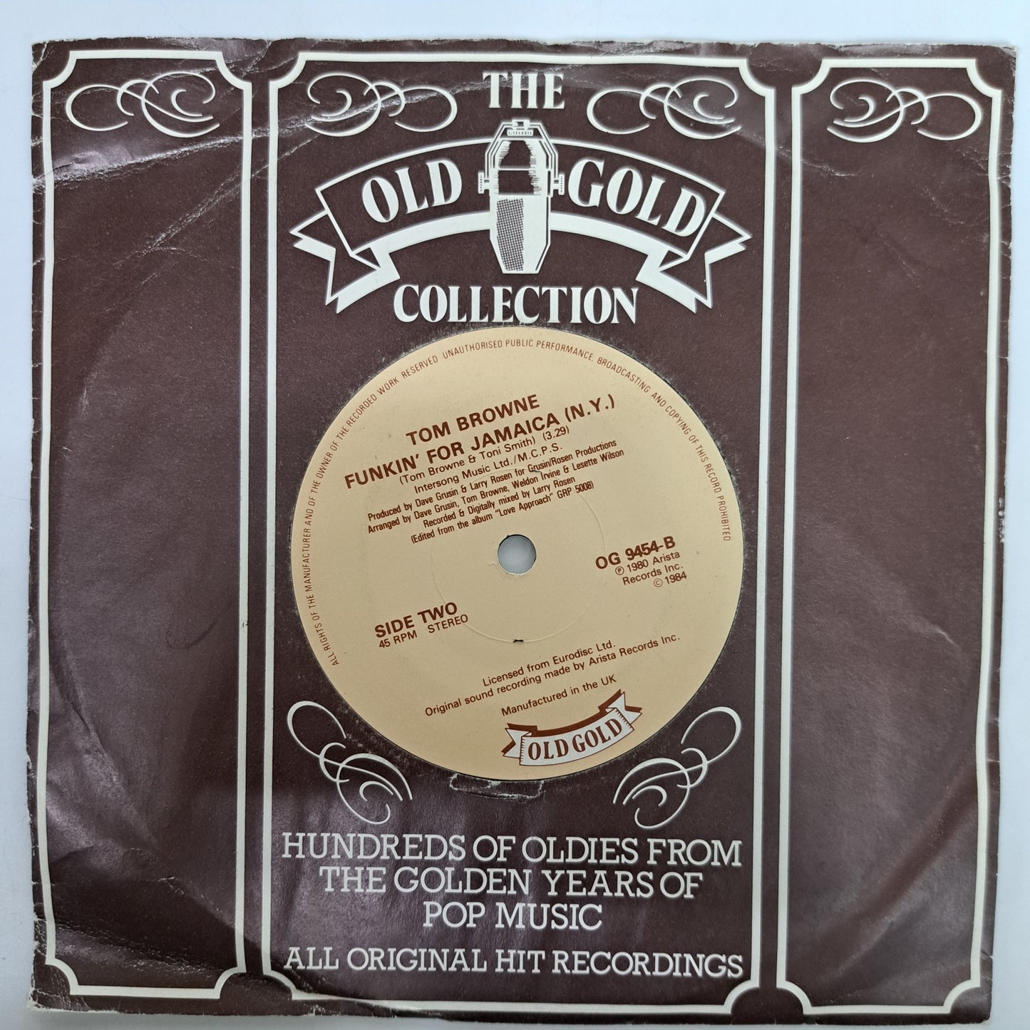 Tom Browne - Funkin for Jamaica (Vinyl 7" Old Gold Single) NM