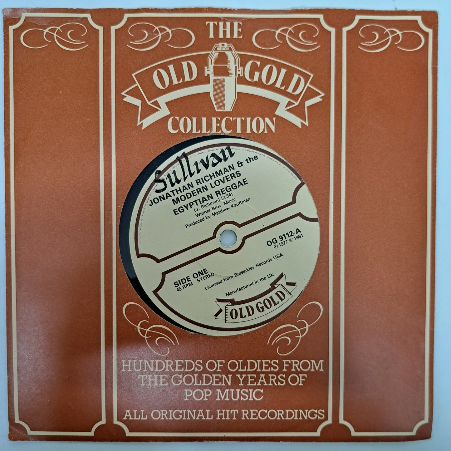 Jonathan Richman & Modern lovers - Egyptian Reggae (Vinyl 7" Old Gold Single) EX