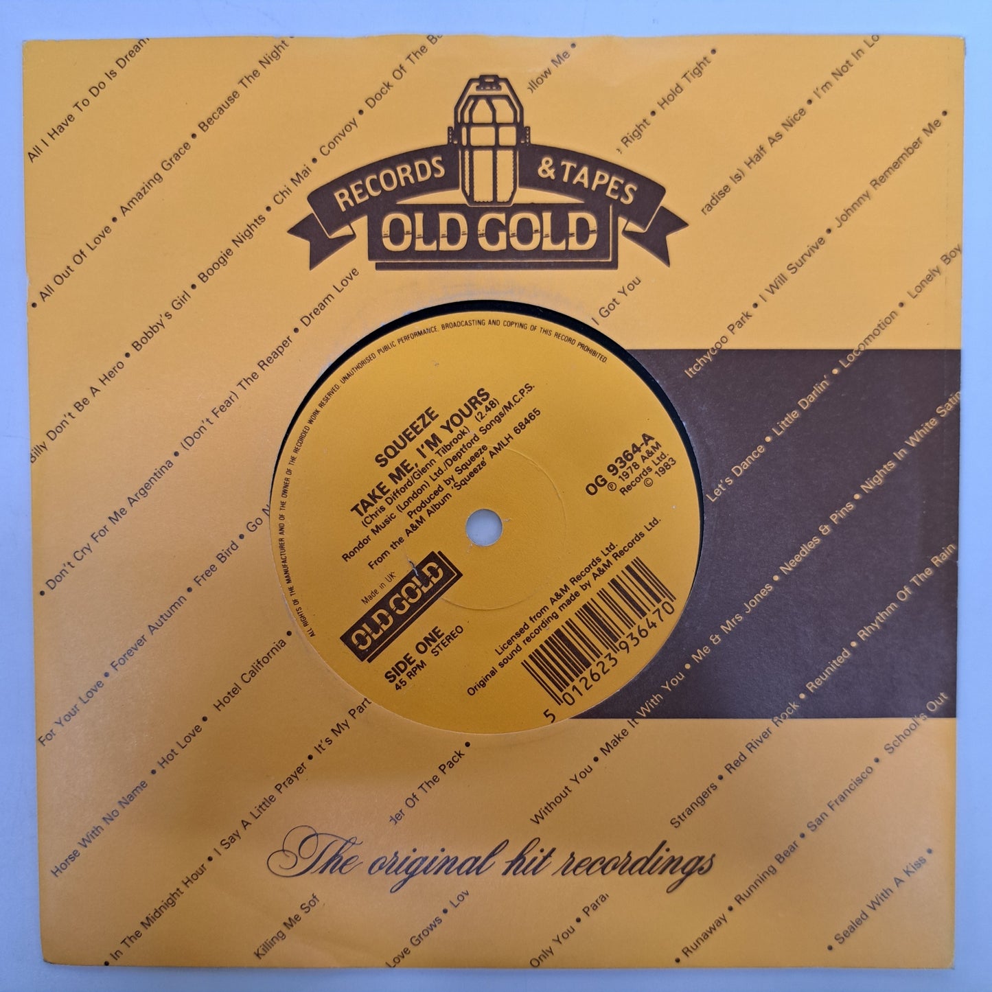 Squeeze - Take Me i'm Yours / up the Junction (Vinyl 7" Old Gold Single) EX