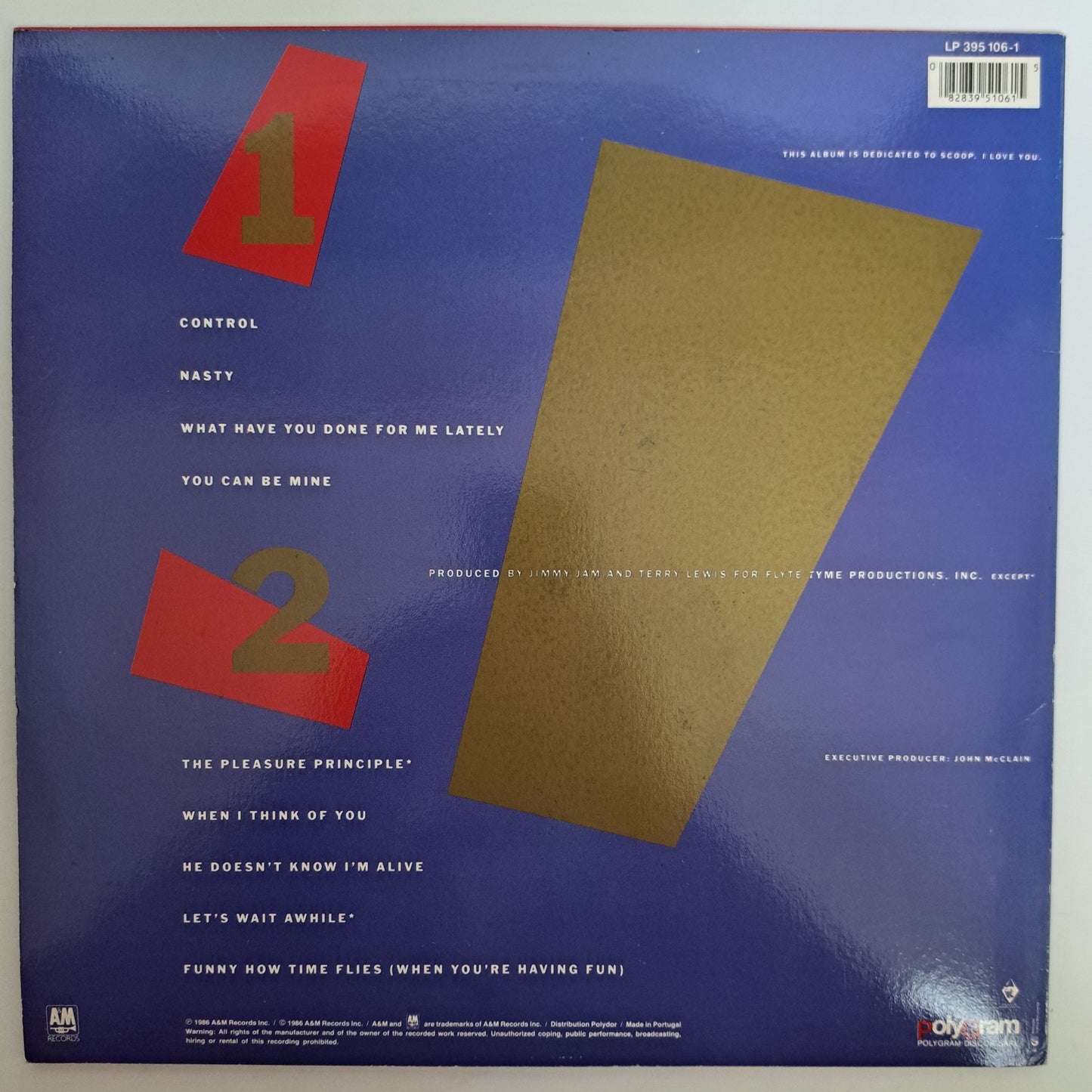 Janet Jackson - Control (1986 Portugal Vinyl LP) EX/NM