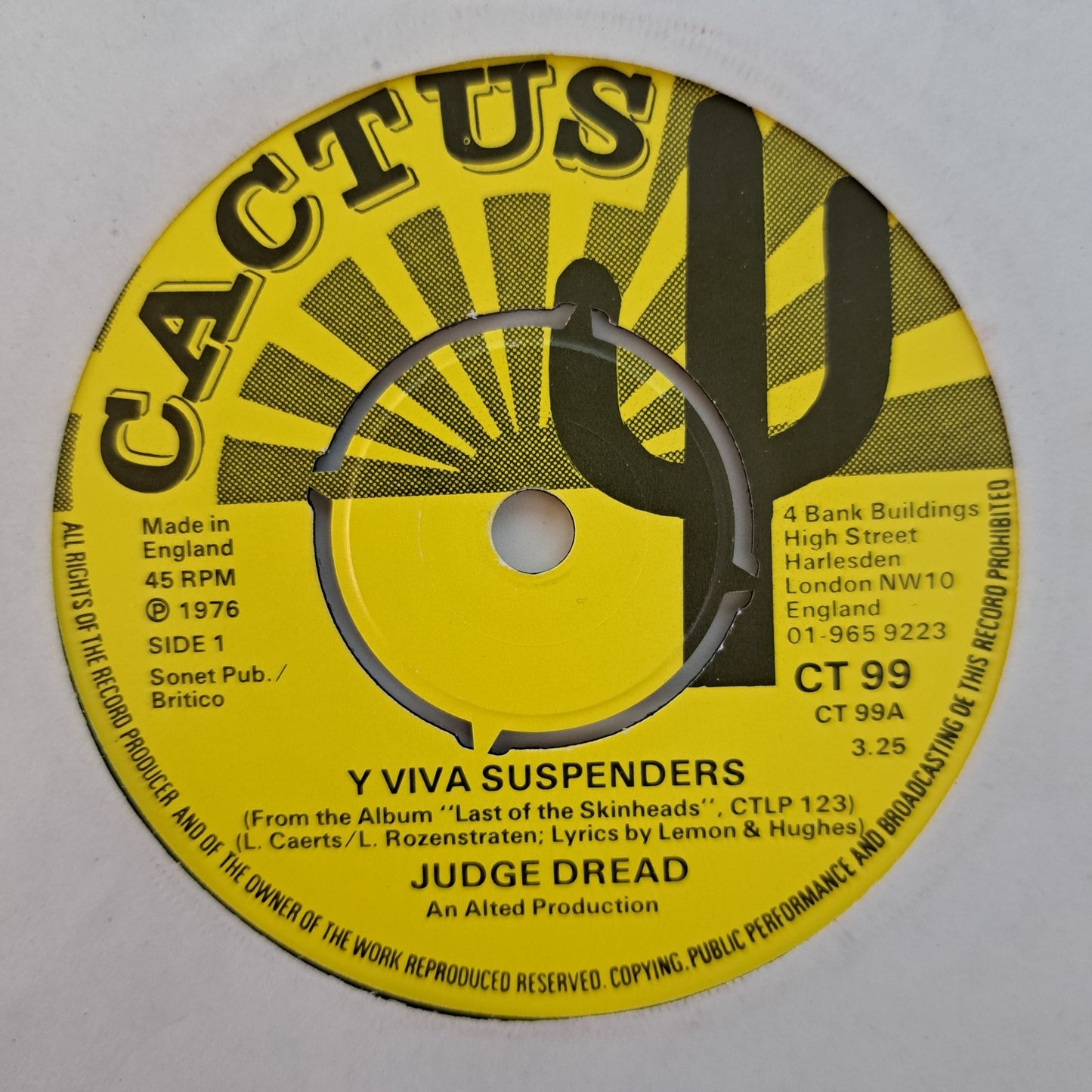Judge Dread - Y Viva Suspenders (Vinyl 7" Reggae Single) NM