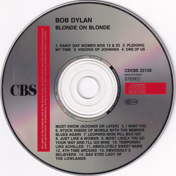 Bob Dylan - Blonde on Blonde (1989 CD) Mint