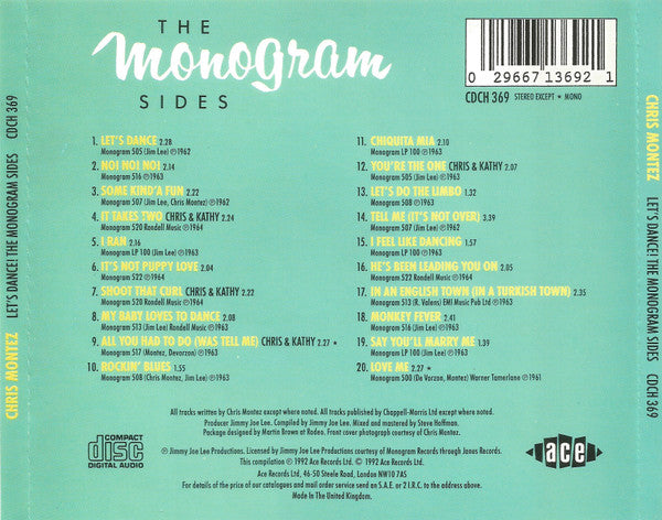 Chris Montez - The Monogram Sides (1992 ACE CD) NM
