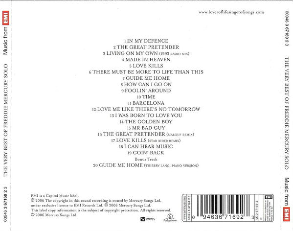 Freddie Mercury - Very Best of Freddie Mercury Solo (2006 CD) NM