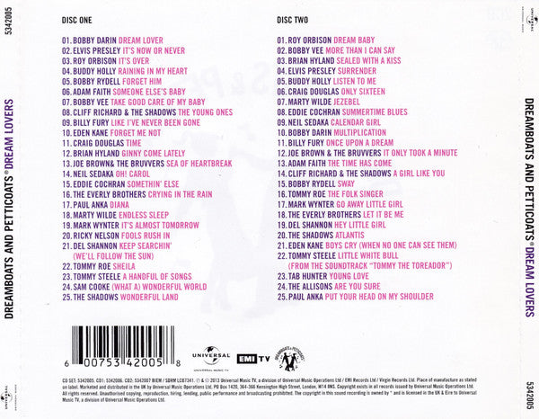 Various - Dreamboats & Petticoats ~ Dream Lovers ( 2 CD) Sealed