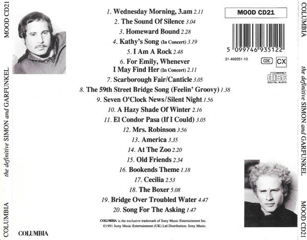 Simon and Garfunkel - The Definitive (1991 CD) Mint
