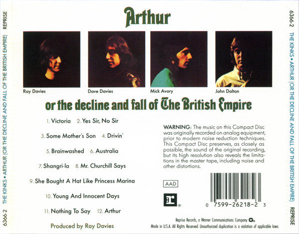 Kinks - Arthur ~ Or the Decline of the British Empire (US 1990 CD) Mint
