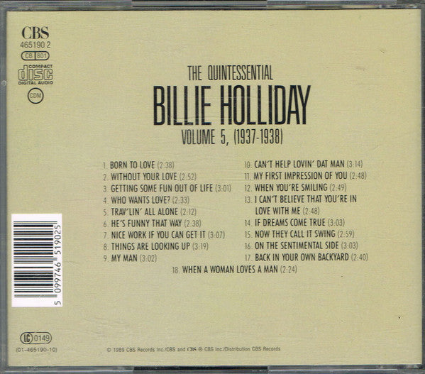 Billie Holiday - The Quintessential ~ Vol V, 1937-1938 (1989 CD) Mint