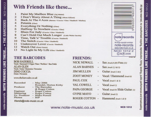 Barcodes - With Friends Like These... (2006 Blues CD) Mint