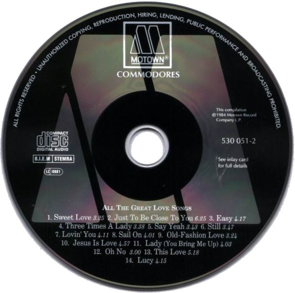 Commodores - All the Great Love Songs (1989 CD) NM
