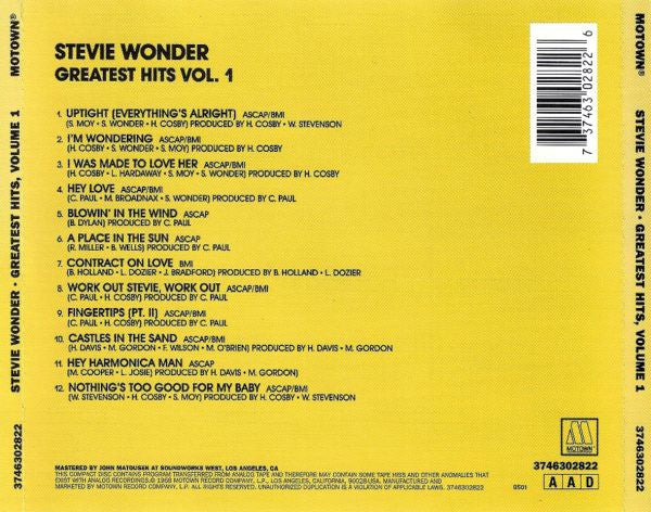 Stevie Wonder - Greatest Hits Volume 1 (1991 US CD) VG+