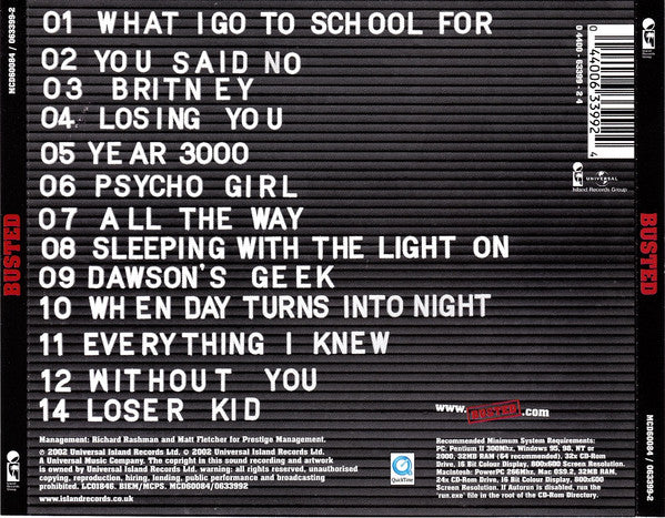 Busted - Self Titled (2002 CD) VG+